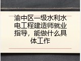 渝中区一级水利水电工程建造师就业指导，能做什么具体工作