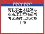 阿勒泰土木建筑专业监理工程师证书考试通过后怎么找工作