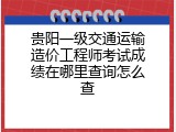 贵阳一级交通运输造价工程师考试成绩在哪里查询怎么查