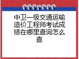中卫一级交通运输造价工程师考试成绩在哪里查询怎么查