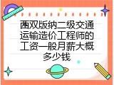西双版纳二级交通运输造价工程师的工资一般月薪大概多少钱