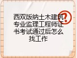 西双版纳土木建筑专业监理工程师证书考试通过后怎么找工作