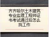 齐齐哈尔土木建筑专业监理工程师证书考试通过后怎么找工作