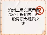 沧州二级交通运输造价工程师的工资一般月薪大概多少钱