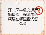 江北区一级交通运输造价工程师考试成绩在哪里查询怎么查