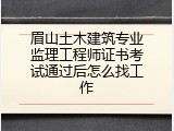 眉山土木建筑专业监理工程师证书考试通过后怎么找工作