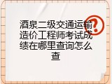 酒泉二级交通运输造价工程师考试成绩在哪里查询怎么查