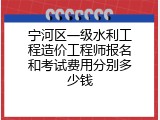 宁河区一级水利工程造价工程师报名和考试费用分别多少钱