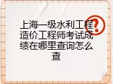 上海一级水利工程造价工程师考试成绩在哪里查询怎么查