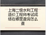 上海二级水利工程造价工程师考试成绩在哪里查询怎么查
