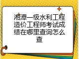 湘潭一级水利工程造价工程师考试成绩在哪里查询怎么查
