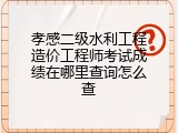 孝感二级水利工程造价工程师考试成绩在哪里查询怎么查