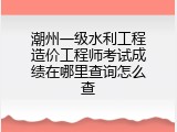 潮州一级水利工程造价工程师考试成绩在哪里查询怎么查