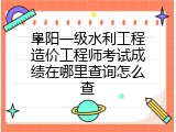 阜阳一级水利工程造价工程师考试成绩在哪里查询怎么查