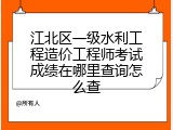江北区一级水利工程造价工程师考试成绩在哪里查询怎么查