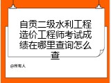 自贡二级水利工程造价工程师考试成绩在哪里查询怎么查