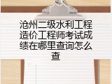 沧州二级水利工程造价工程师考试成绩在哪里查询怎么查