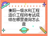 贵阳一级水利工程造价工程师考试成绩在哪里查询怎么查