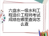 六盘水一级水利工程造价工程师考试成绩在哪里查询怎么查