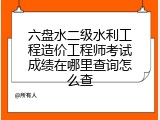 六盘水二级水利工程造价工程师考试成绩在哪里查询怎么查