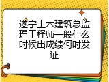 遂宁土木建筑总监理工程师一般什么时候出成绩何时发证
