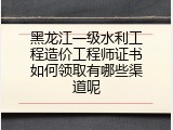 黑龙江一级水利工程造价工程师证书如何领取有哪些渠道呢