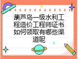 葫芦岛一级水利工程造价工程师证书如何领取有哪些渠道呢