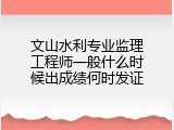 文山水利专业监理工程师一般什么时候出成绩何时发证
