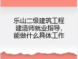 乐山二级建筑工程建造师就业指导，能做什么具体工作