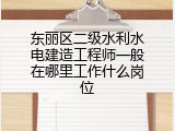 东丽区二级水利水电建造工程师一般在哪里工作什么岗位