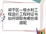 梁平区一级水利工程造价工程师证书如何领取有哪些渠道呢