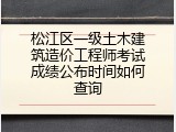 松江区一级土木建筑造价工程师考试成绩公布时间如何查询