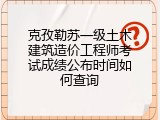 克孜勒苏一级土木建筑造价工程师考试成绩公布时间如何查询