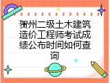 贺州二级土木建筑造价工程师考试成绩公布时间如何查询