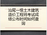 汕尾一级土木建筑造价工程师考试成绩公布时间如何查询