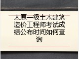 太原一级土木建筑造价工程师考试成绩公布时间如何查询
