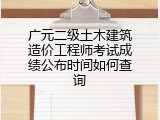 广元二级土木建筑造价工程师考试成绩公布时间如何查询