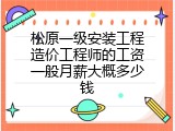 松原一级安装工程造价工程师的工资一般月薪大概多少钱