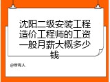 沈阳二级安装工程造价工程师的工资一般月薪大概多少钱