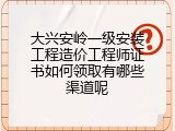 大兴安岭一级安装工程造价工程师证书如何领取有哪些渠道呢