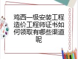 鸡西一级安装工程造价工程师证书如何领取有哪些渠道呢