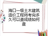 海口一级土木建筑造价工程师考完多久可以查成绩如何查