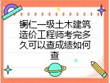 铜仁一级土木建筑造价工程师考完多久可以查成绩如何查