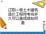辽阳一级土木建筑造价工程师考完多久可以查成绩如何查