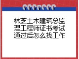 林芝土木建筑总监理工程师证书考试通过后怎么找工作