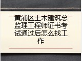 黄浦区土木建筑总监理工程师证书考试通过后怎么找工作