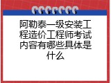 阿勒泰一级安装工程造价工程师考试内容有哪些具体是什么