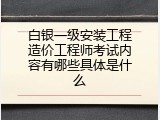 白银一级安装工程造价工程师考试内容有哪些具体是什么