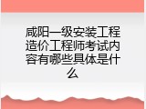 咸阳一级安装工程造价工程师考试内容有哪些具体是什么