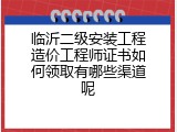 临沂二级安装工程造价工程师证书如何领取有哪些渠道呢